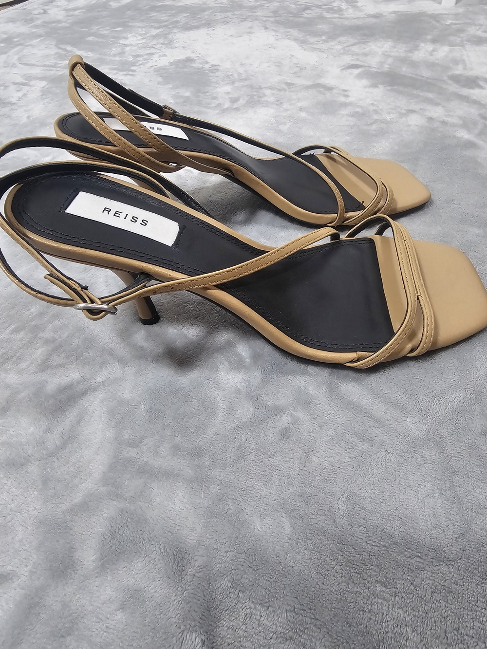 REISS Tan Strappy Square-Toe Sandals Sz 39 - Picture 2 of 12